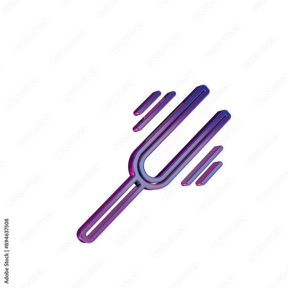 Poster 3d neon retro icon - retro tuning fork vibrating