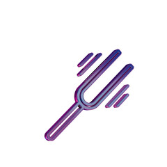 3D Neon Retro Icon - Retro Tuning Fork Vibrating