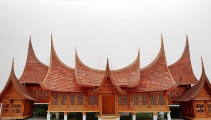 Naklejka premium Miniature of Traditional Minangkabau House from Indonesia – Isolated on White Background