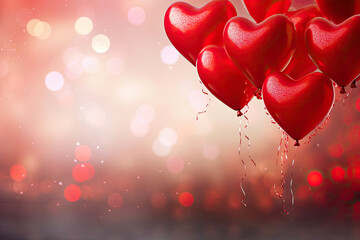 Heartfelt Elegance. Romantic Valentine's Day Balloons in Beautiful Bokeh Setting.