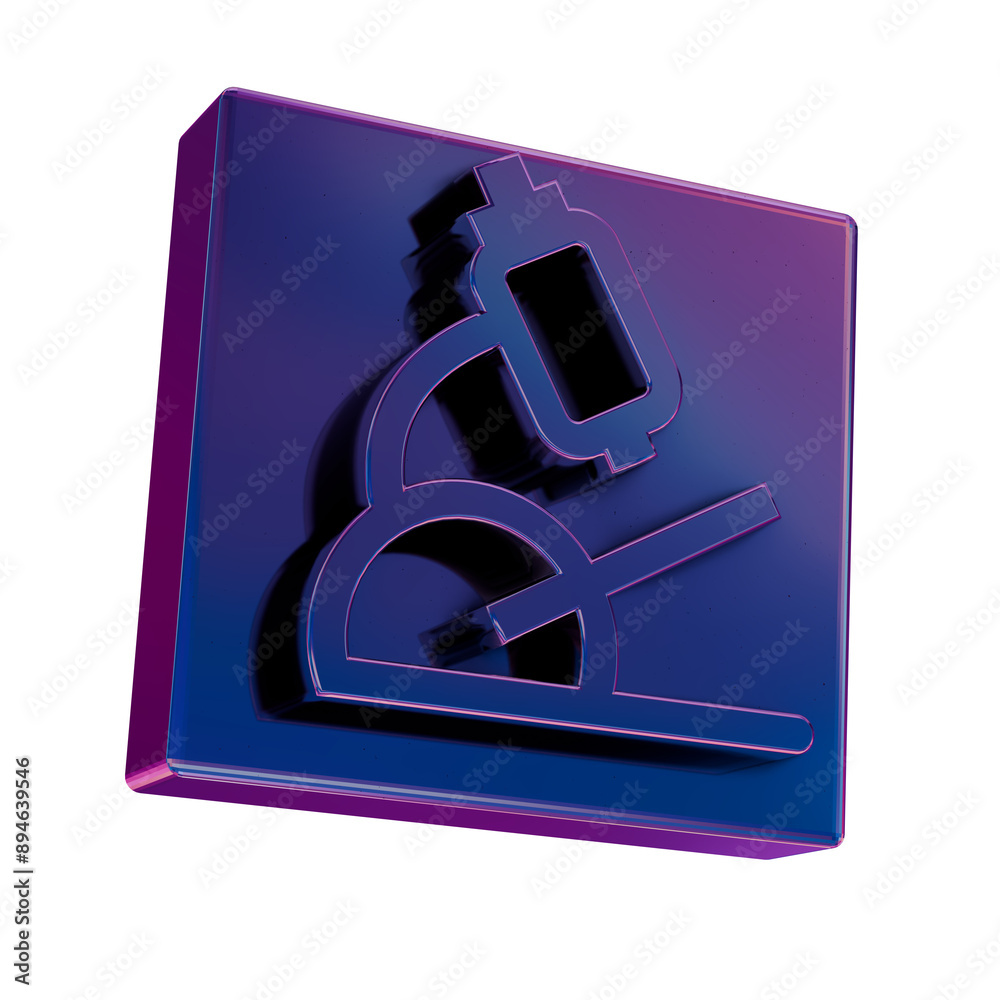 Poster 3d neon retro icon - microscope symbol