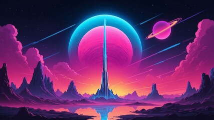 abstract stratosphere retro neon