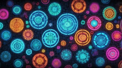 digital mosaic retro neon