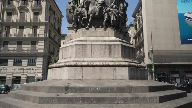 View of Giuseppe Garibaldi statue in Piazza Garibaldi, Naples, Campania, Italy