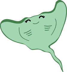 cute stingray cartoon, fish sea animal.