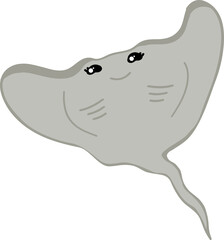 cute stingray cartoon, fish sea animal.