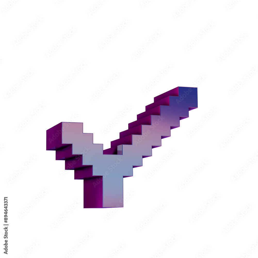 Poster 3d neon retro icon - pixel icon check symbol