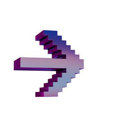 Obraz premium 3D Neon Retro Icon - Pixel icon Arrow right symbol