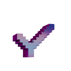 3D Neon Retro Icon - Pixel icon Check symbol