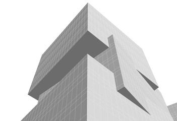 Modern architecture building 3d illustration