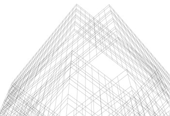 Modern architecture building 3d illustration