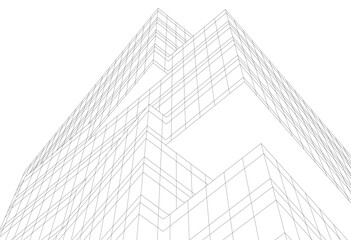 Fototapeta premium Modern architecture building 3d illustration