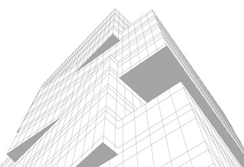 Fototapeta premium Modern architecture building 3d illustration
