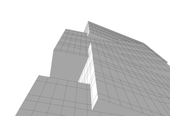 Modern architecture building 3d illustration