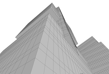 Modern architecture building 3d illustration