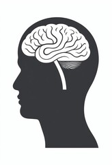 Obraz premium Brain Power: Human Head with Brain Silhouette Icon