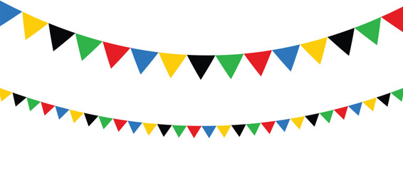 Obraz premium Party flags vector stock illustration. triangle shape flag with Olympic color vector.