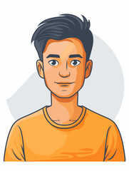 Fototapeta premium Young man in orange t-shirt. Vector illustration in cartoon style