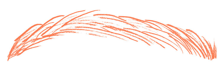 Orange pencil strokes in simple style, isolated on transparent background.