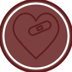 emoji Injured Heart Vector Line Double Circle Maroon