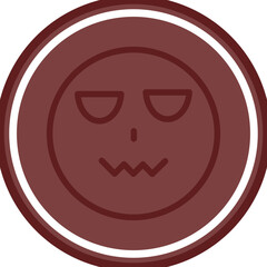 emoji sad Vector Line Double Circle Maroon