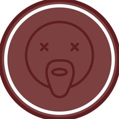 emoji french breard man Vector Line Double Circle Maroon