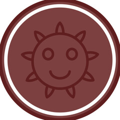 emoji sun flower Vector Line Double Circle Maroon