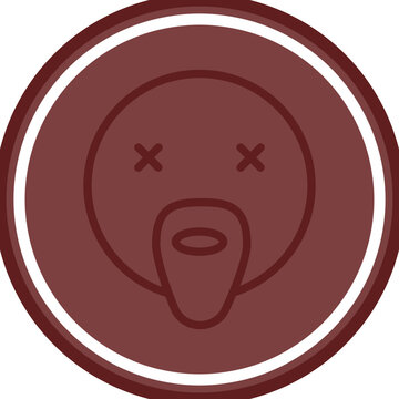 emoji french breard man Vector Line Double Circle Maroon