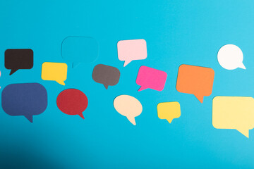 Colorful Speech Bubbles on Blue Background