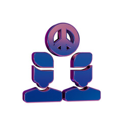 Peace Human Symbol Icon in Neon Gradient 3d