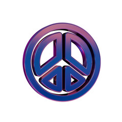 Peace Symbol Icon in Neon Gradient 3d