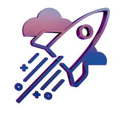 3D Neon Retro Icon Rocket symbol