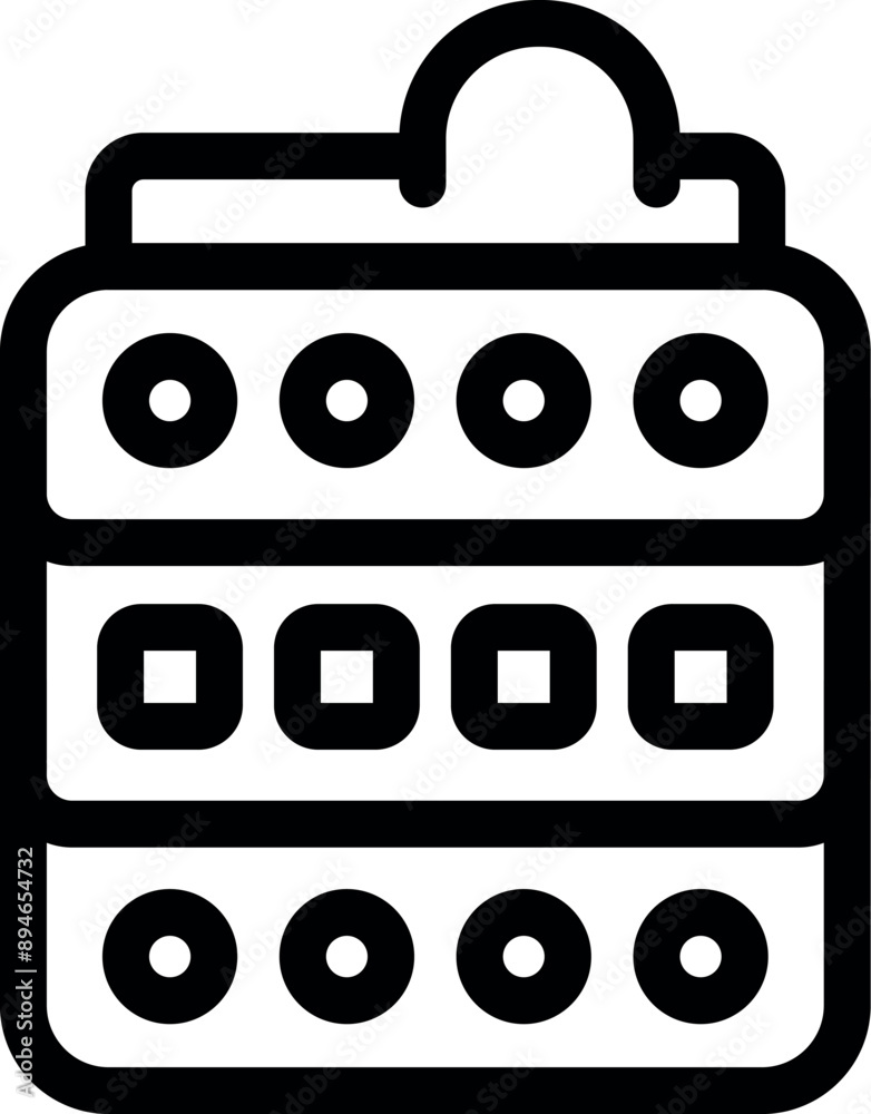 Poster line icon of a server rack, representing data storage and processing capabilities