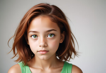 Naklejka premium Beautiful girl with red hair and green jacket