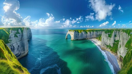 Obraz premium Etretat Cliffs & the Natural Arch, Normandy, France