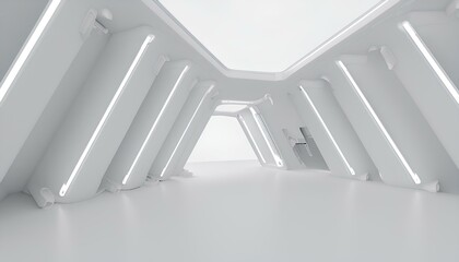 abstract architecture neon background render modern interior silver 