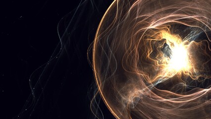 brilliante energievoll leuchtende kugelförmige Lichteffekte - Licht, abstrakt, dynamisch, Technologie, Wissenschaft, Reaktion, gold, gelb, schwarz © Digital GFX