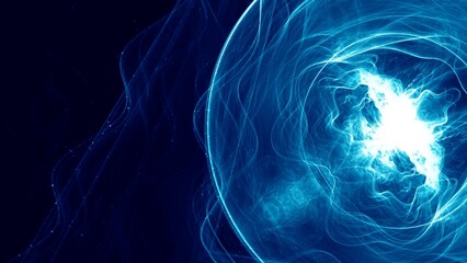 brilliante energievoll leuchtende kugelförmige Lichteffekte - Licht, abstrakt, dynamisch, Technologie, Wissenschaft, Reaktion, blau, schwarz
