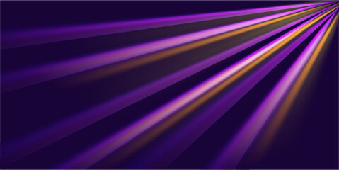 Abstract neon light rays background. A Colorful Motion Background of City Light Trails. Purple glowing wave swirl, impulse cable lines. Long time exposure. Vector