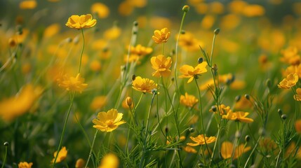 Field of yellow flowers during spring