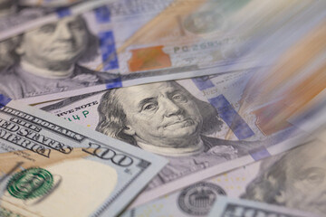 US 100 dollar banknotes background