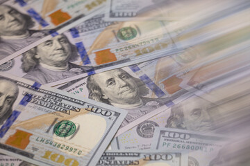 US 100 dollar banknotes background