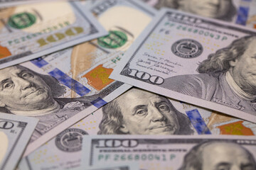 US 100 dollar banknotes background