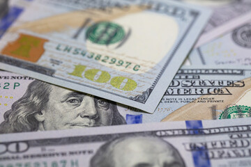 US 100 dollar banknotes background