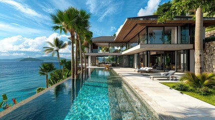 Fototapeta premium A luxurious island villa with a contemporary design