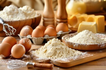 Fototapeta premium Baking ingredients ready for a sweet treat