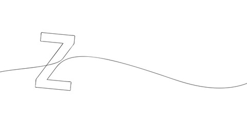 A single line drawing of a letter z. Continuous line alphabet symbol icon. One line icon. Vector illustration.