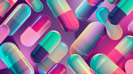 Pop Art Prescription: Muted Neon Pink Geometric Wallpaper with a Pill as Muse