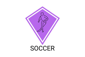 Soccer or football sport vector line icon. sportman, playing football. sport pictogram illustration.