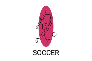 Soccer or football sport vector line icon. sportman, playing football. sport pictogram illustration.